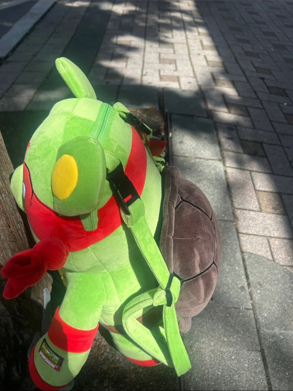 Sprayground Green Turtle-Inspired Plush with Red Mask and Yellow Belly